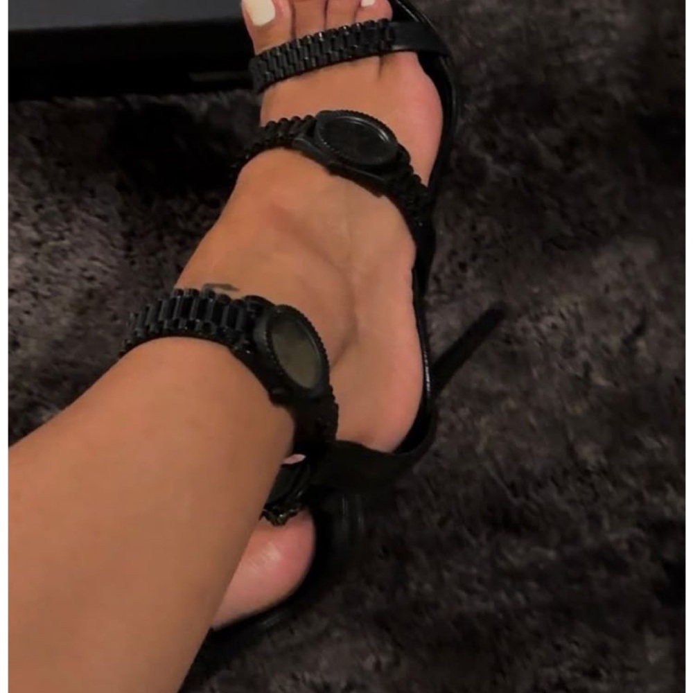 Renee C Black Strappy Heels